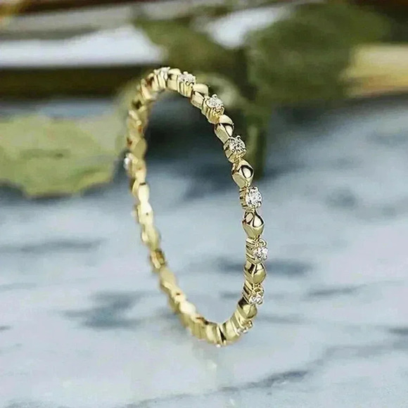 New 18k Gold Plated CZ Thin Band Ring - Picture 4 of 5